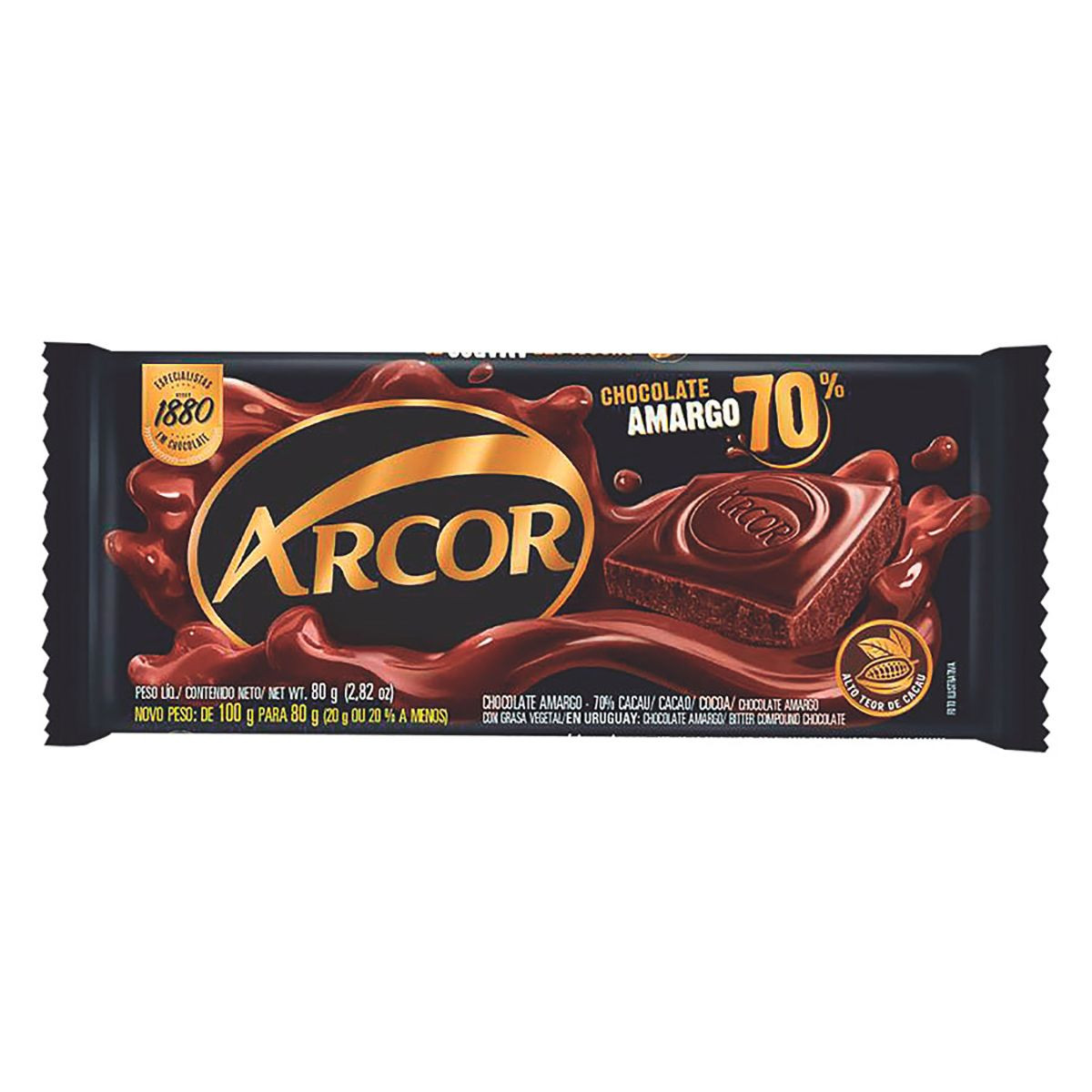 CHOCOLATE AMARGO ALTO TEOR CAC 80 G
